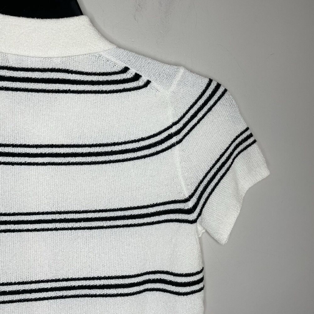 MADEWELL Sweater Women XS Polo Knit Tee NEW Ivory Stripe Short Sleeve NQ341 - Picture 6 of 14
